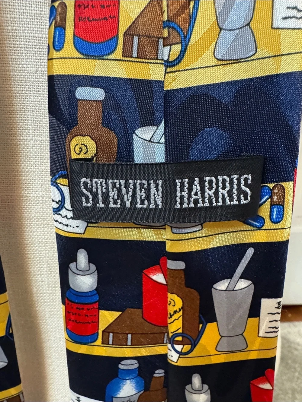 Navy Novelty pharmacy Print Men's Tie